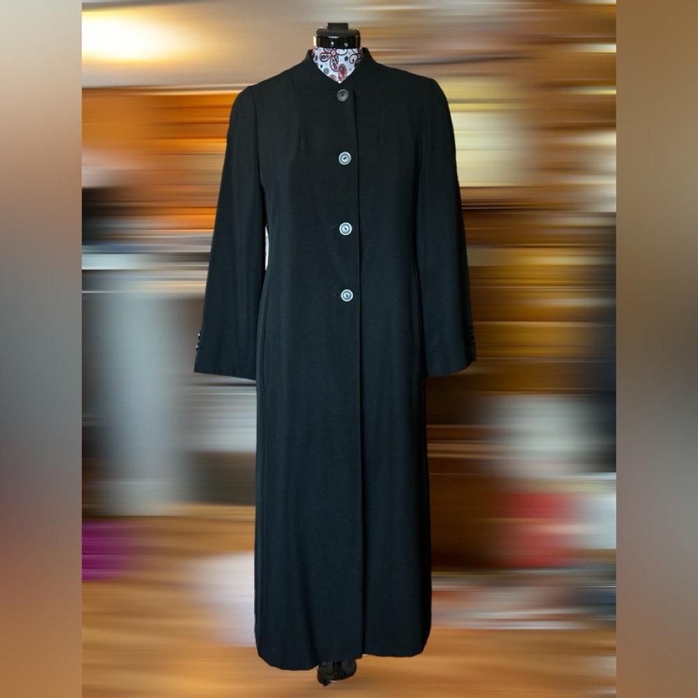 Utex Design Black Long Duster Coat Jacket Size 6